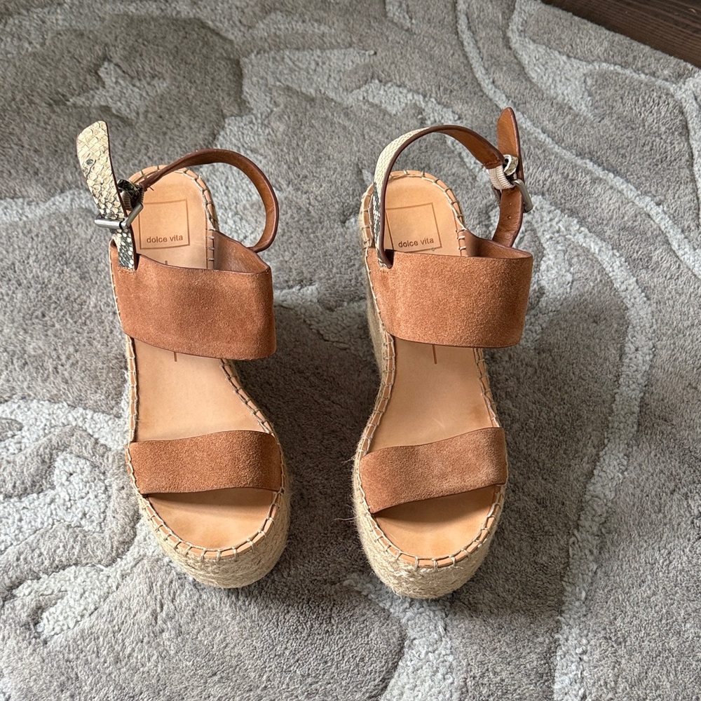 Dolce Vita Brown Suede Wedge Sandals